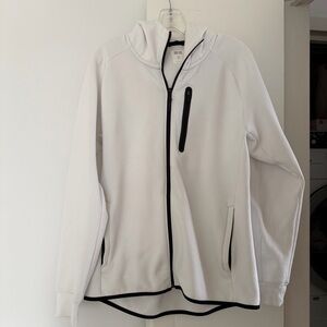 UNIQLO Therma Stretch Ice White Hoodie Ladies Large Full Zip Hybrid Anorak WARM